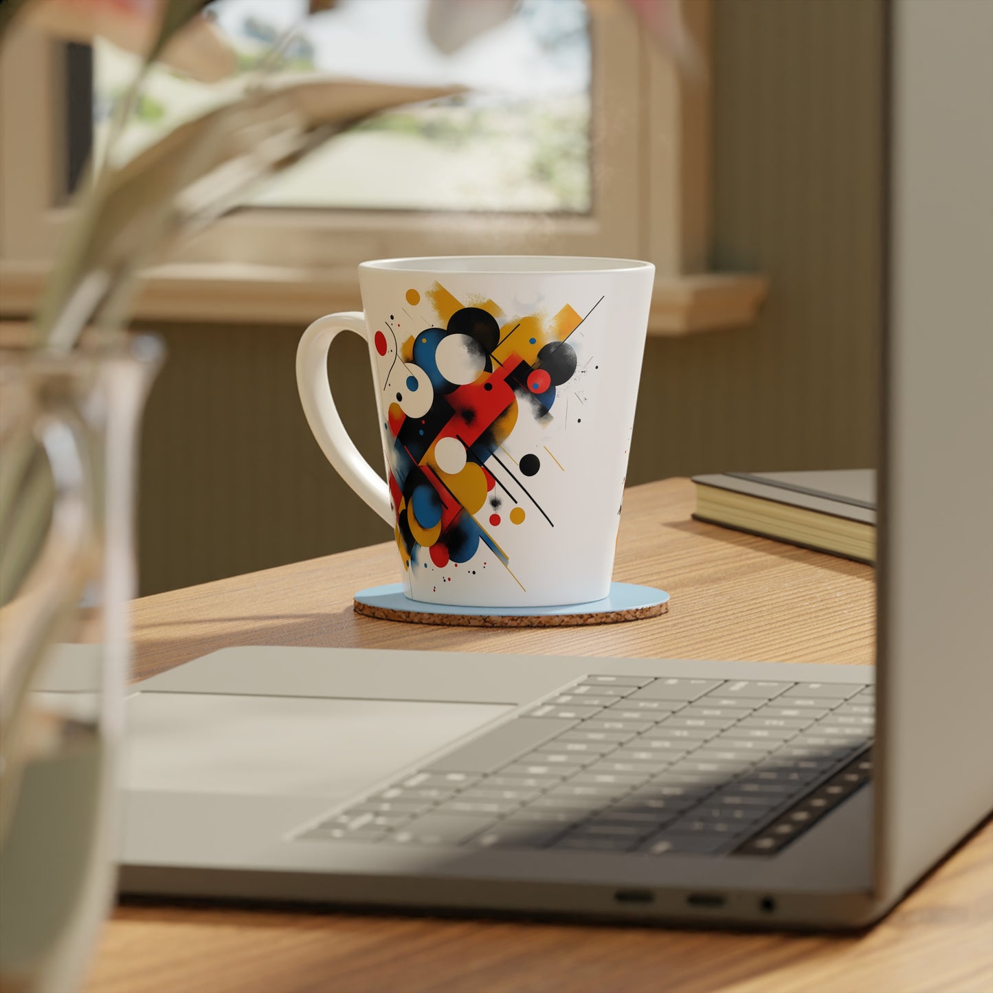 Colorful Abstract Latte Mug, Modern Art Cup, Coffee Lovers Gift, Unique Drinkware, Stylish Kitchen Decor, Birthday Present